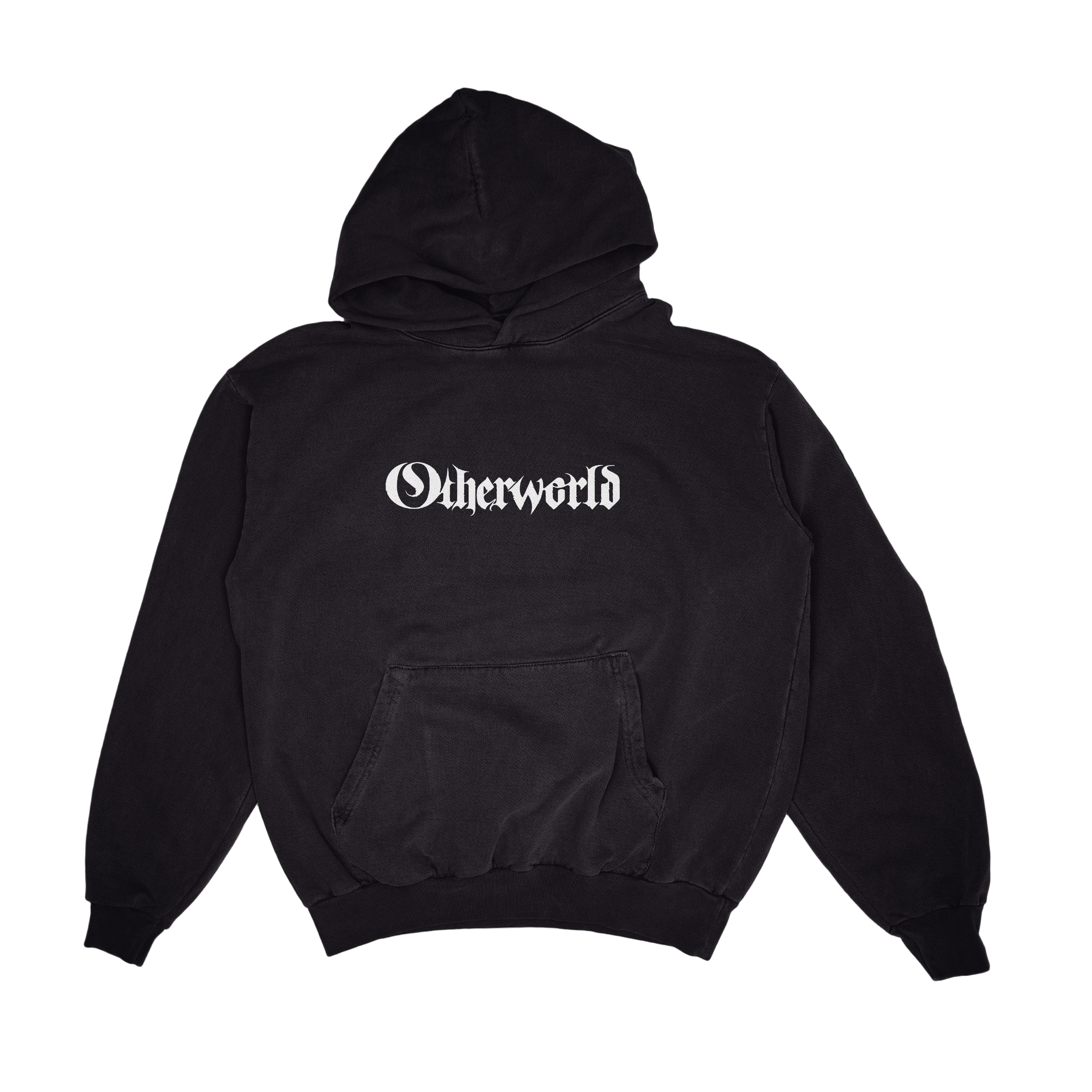 Black hoodie with 'Otherworld' text on a black background